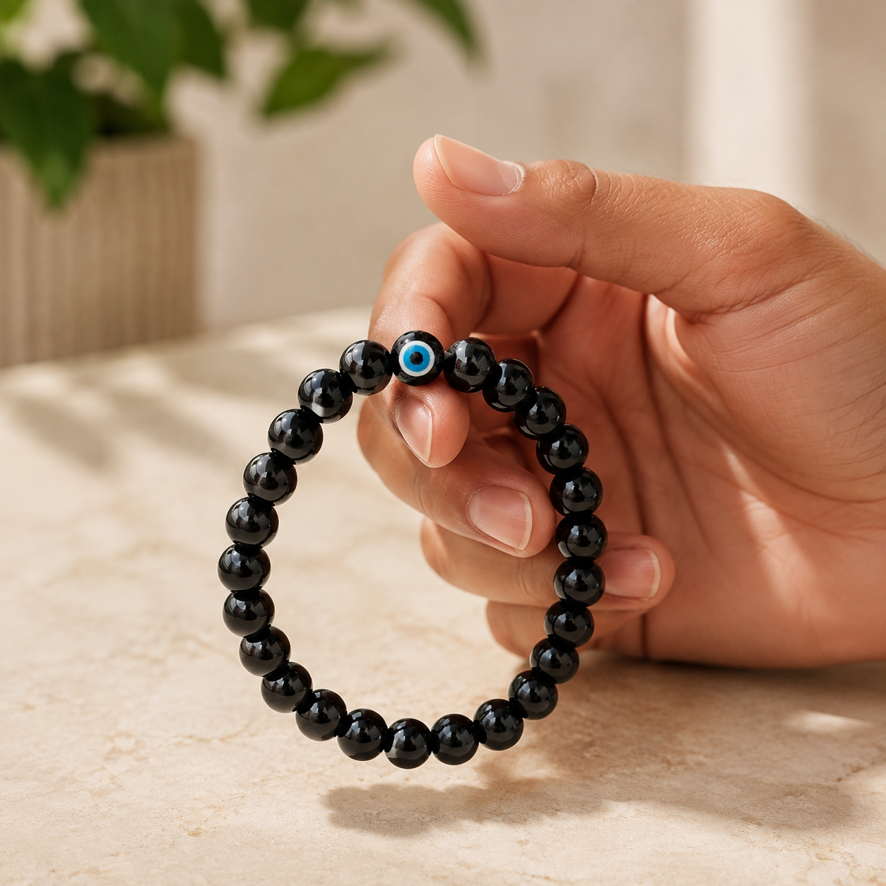 Black Onyx Evil Eye on stone
